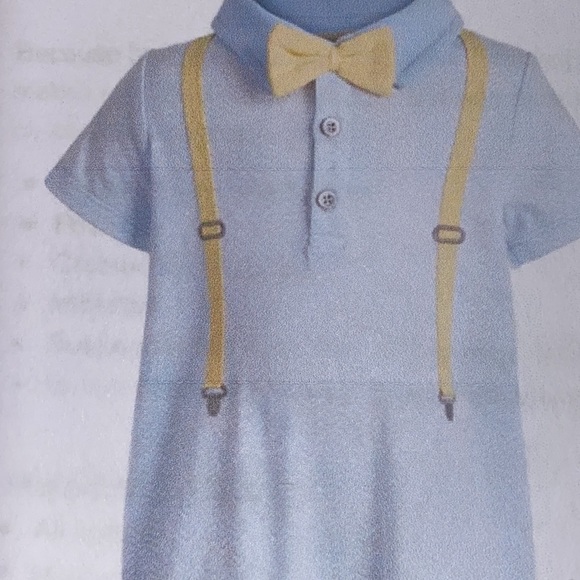 12 Month Baby  Boys Bow Tie & Suspenders Cotton Sun Suit - Picture 5 of 8